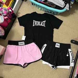 Everlast Black Tee with Pink and Black Shorts Bundle
